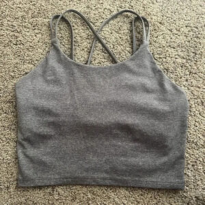 SP Athletics Long Line Tank Gray Minimal Light Compression Sport Bra Size Medium